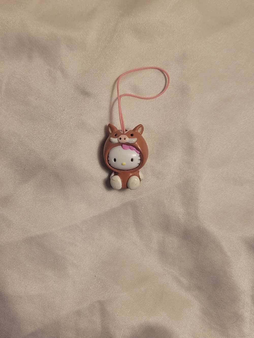 Hello Kitty Brown Animal Costume Charm with Pink Strap and Bow